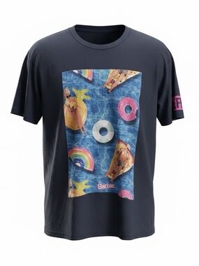NWOT Neff x Barbie Blue Tee Colorful Swim Pool Barbie & Ken Graphic Men Medium